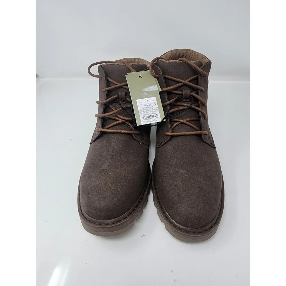 Goodfellow & Co Mens Maynard Lace Up Boots Brown Faux Leather Casual Size 8
